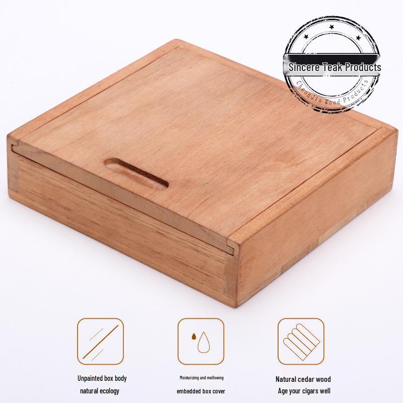 Spanish Cedar Cigar Humidor Box, 20-Cigar Capacity, Supports Various Styles and Sizes