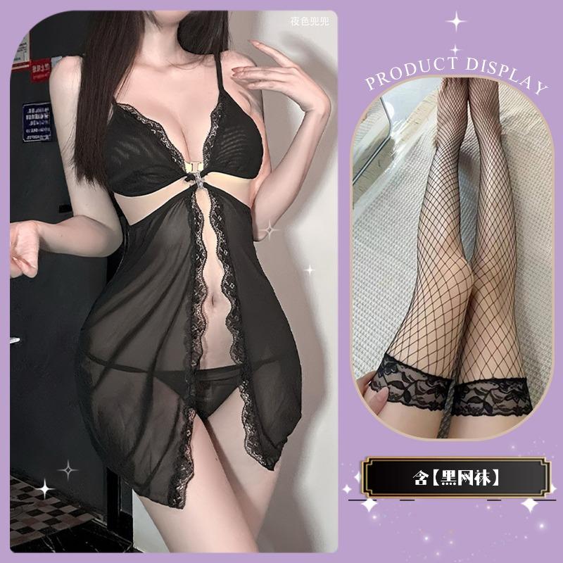 Sex Lace Purple Pajamas Female Looming Perspective Sexy Pajamas Pure Lust Wind Temptation Advanced Sleep