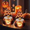 LED Glowing Halloween Gnome Statue Multi-Purpose Vintage Halloween Figurines Gnome Pumpkin Lantern Ornaments for Home Decor