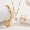 BLINGBAY Smykkesett for kvinner Søtt Romantisk Retro Mote Bryllupstilbehør Rhinestone Øredobber Halskjede Armbånd Sett Jenter Moderne Smykker Gave