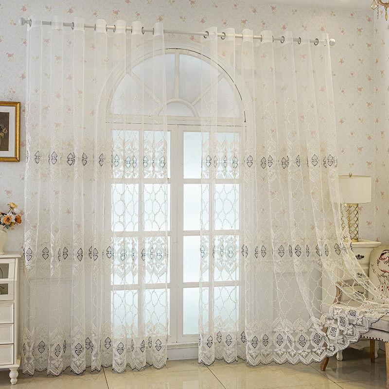 Screen Curtain European Embroidery Embroidery Window Screen Curtain Light Transmission Partition Living Room Bedroom Bay Window Balcony