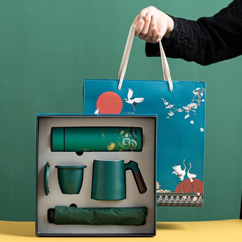 Chinese Ceramic Insulated Tea Mug with Handle & Lid