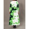 Women's Long Sleeve Round Neck Printed Pocket Long Elegant Dress
