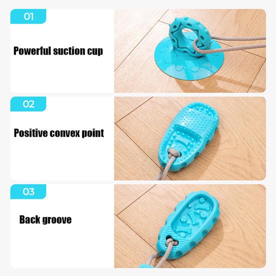 Suction Cup Dog Toy Rubber Slipper Dog Chew Toy Interactive Rope Tug of War Dog Toy for Indoor Dogs Puppy Teething Solo Entertainment