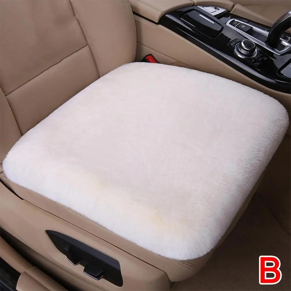 Car Seat Cushion Driver Seat Cushion Winter Warm Fluffy Cover Thick Pad Car Interior Wool Chair Seat Plush Accessories Home Q1R1