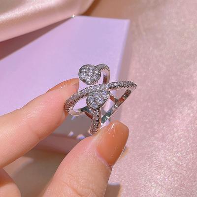 European and American Personality Simple  Micro Inlaid Diamond Temperament Exaggerated Index Finger Ring Accessories Female Ring Female