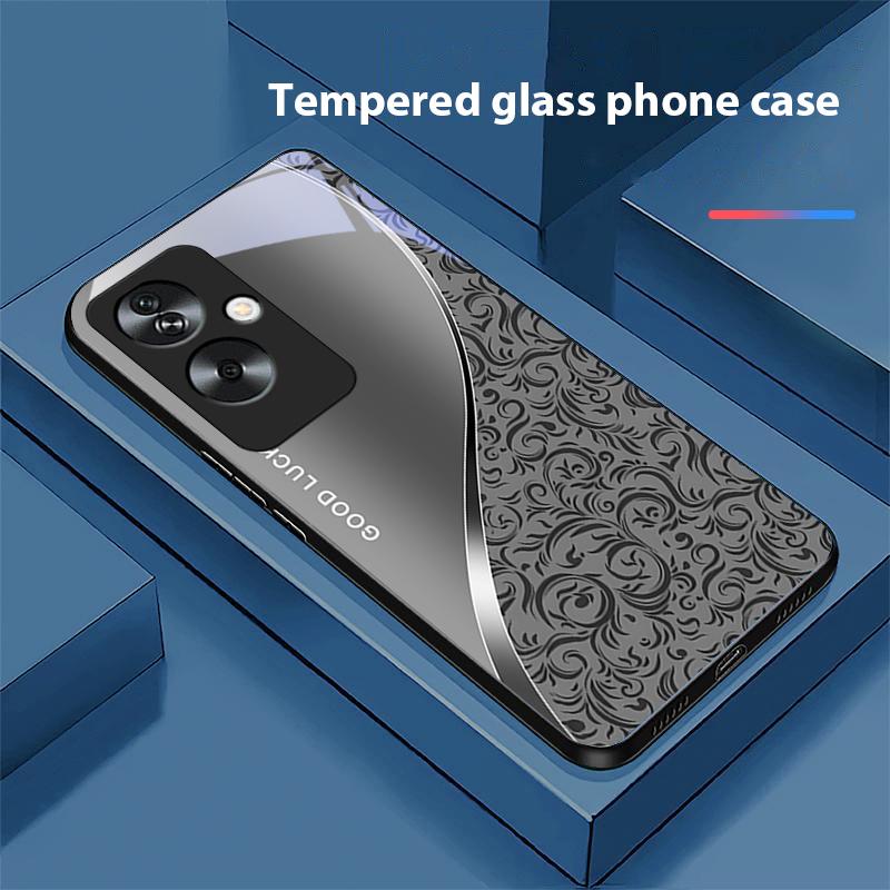 

Gradient Pattern Blue For Oppo A79 5G 58 78 74 60 4G Reno 11F Realme GT 6 11 Note 50 10 C55 X2 Tempered Glass Black Phone Case For Reno 11 Pro 5G