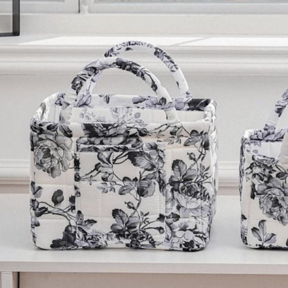 Floral Print Laundry Organizer with Side Pocket Miscellaneous Storage Basket  Shopping