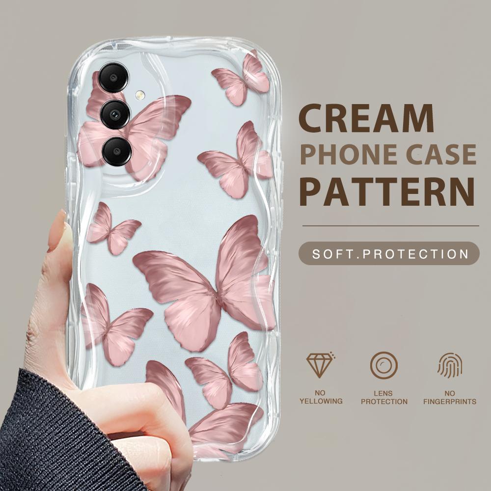 Cute Cartoon Pattern Cream Texture Casing Wavy Edge Soft Silicone Cover Phone Case for Samsung