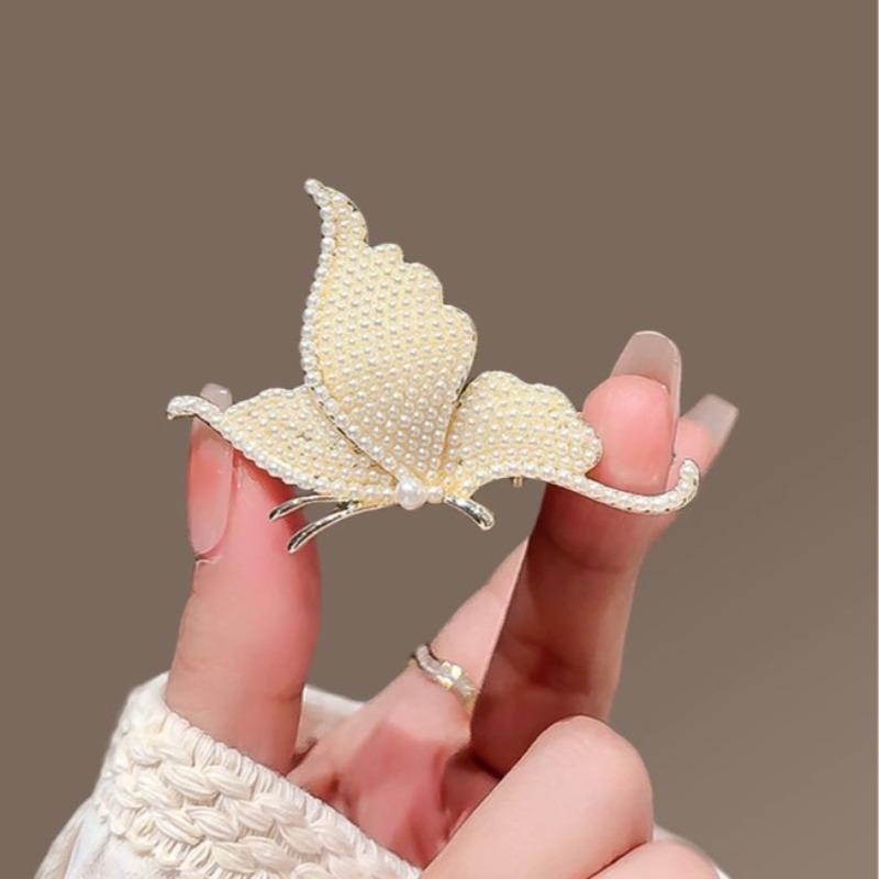 Exquisite Pearl Butterfly Lapel Pins for Women Elegant Chest Brooch Suit Coat Accessory Chest Pins