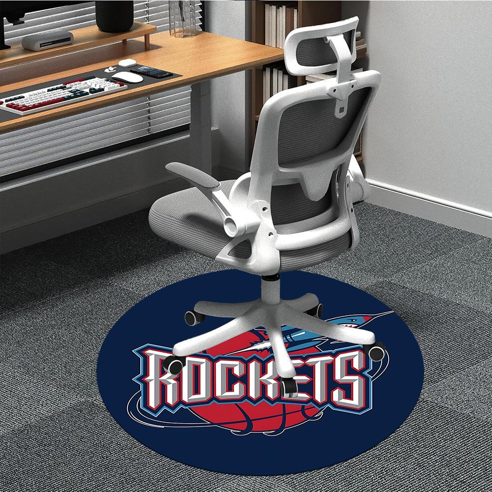 

1pc Rockets Basketball Office Round Area Rug, Indoor Mat Suitable For Office,Bedroom Living Room Home Decor, Room Deco a0926187 80cm by 80cm