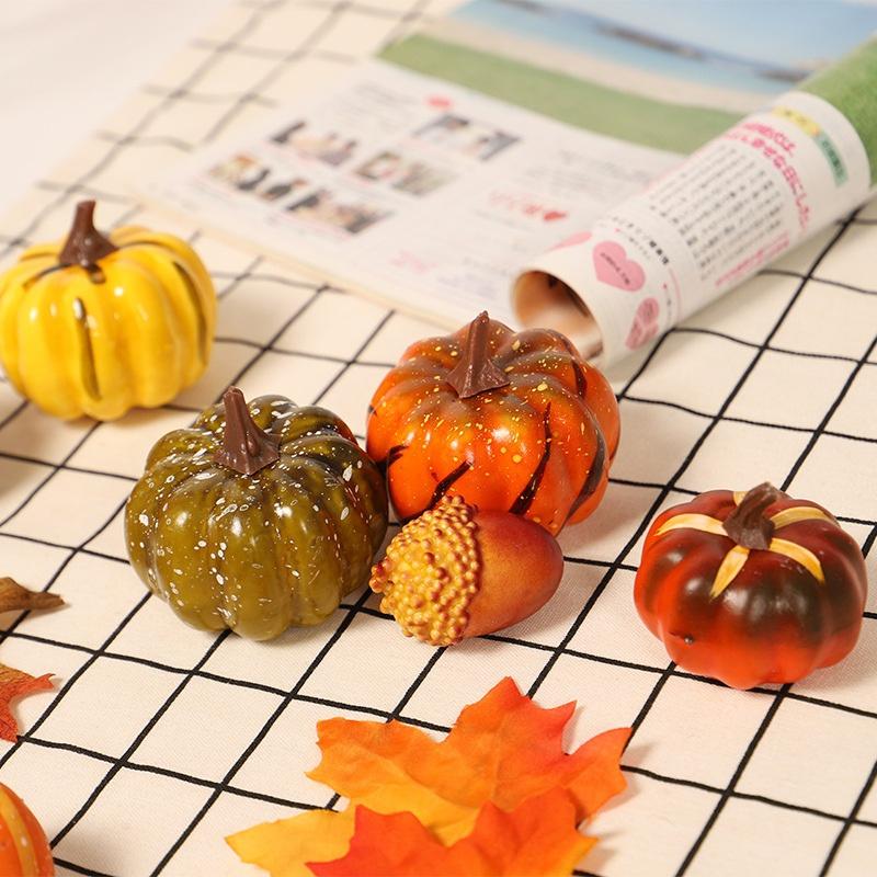 Decoração de Casa para o Dia de Ação de Graças Abóbora Simulada Ramo de Folhas de Bordo Decorações de Casa para o Dia de Ação de Graças Colheita de Outono