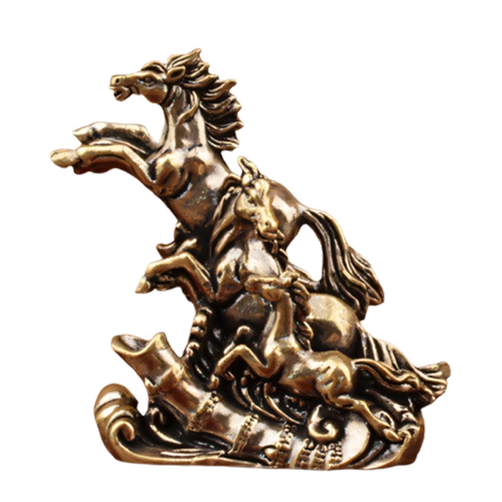 FengShui Galloping Horses Statue Desktop Ornament Antique Horse Figurine Bring Positive Energy Indoor Setting Props 1