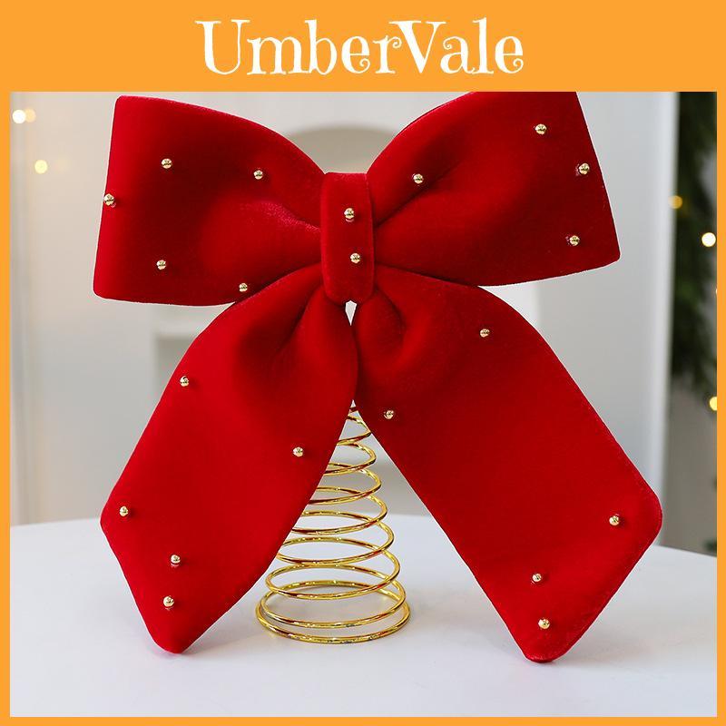 Christmas Tree Topper With Red Flannel Fabric Star And Bow For Holiday Decor