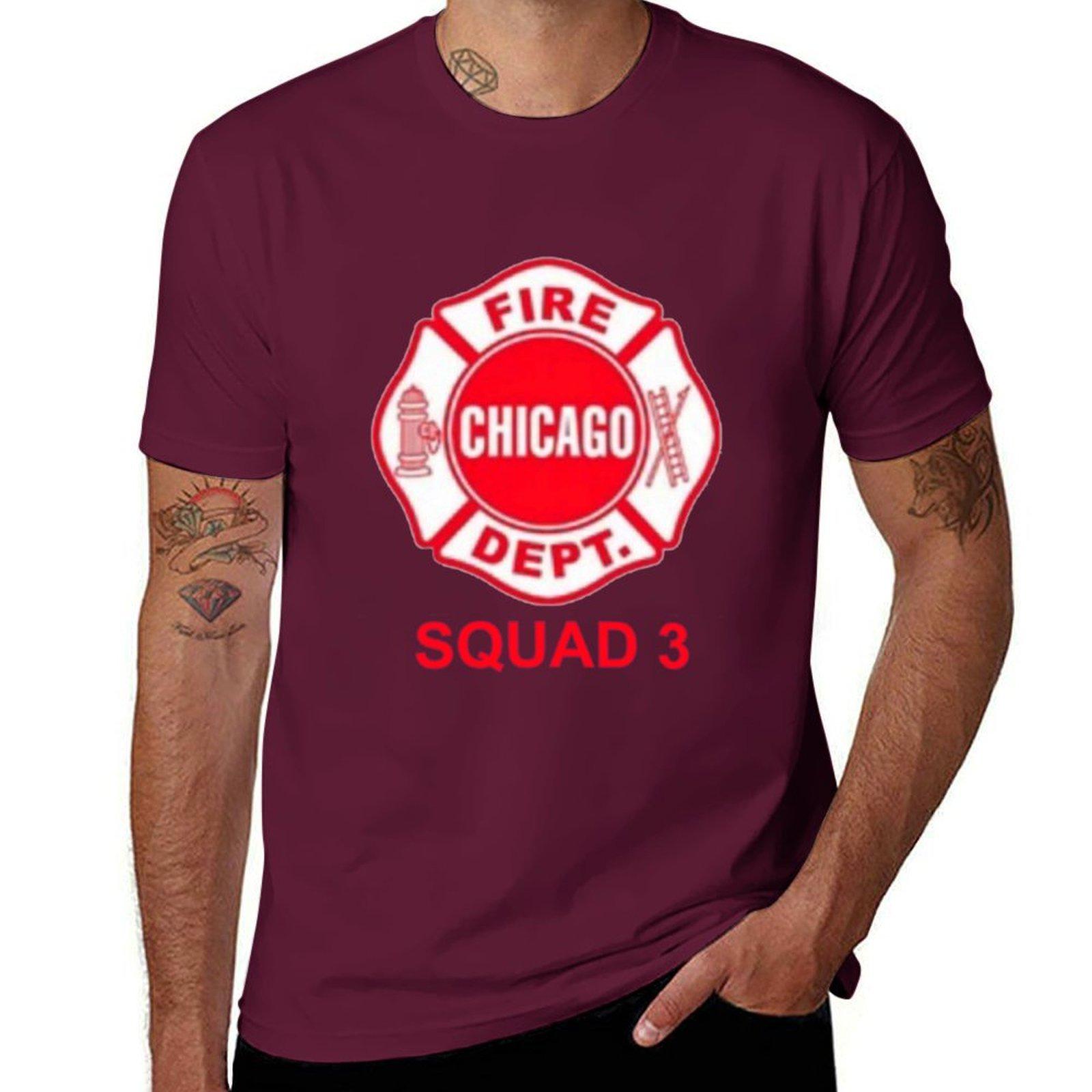 

Chicago Fire Squad 3 E T-Shirt heavyweights Aesthetic clothing mens clothes M