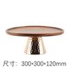 Light Luxury and High Feet Metal Hammer Base Fruit Bowl Ornaments Home Solid Wood Cake Dessert Display Tray Decorations Plate