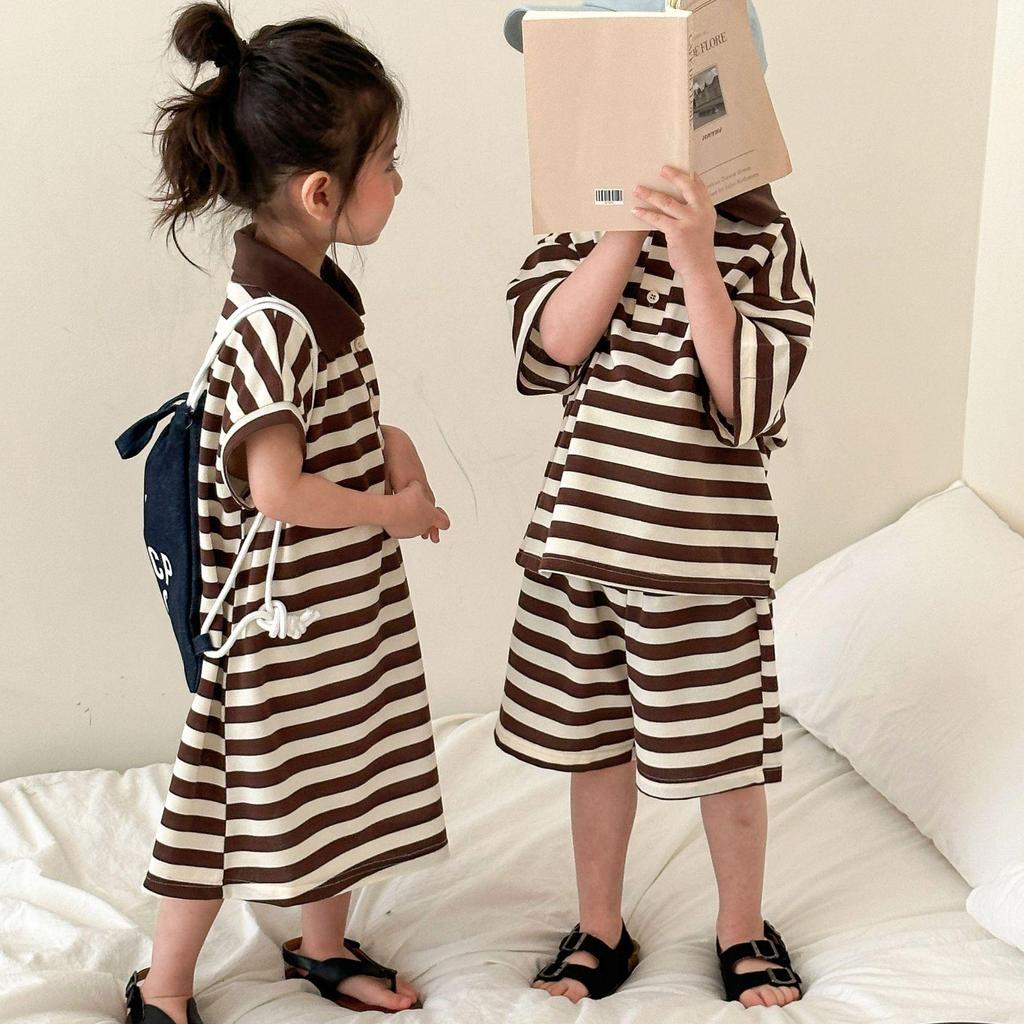 Baby and Toddler Striped Polo Dress Set - Summer Sibling Outfit
