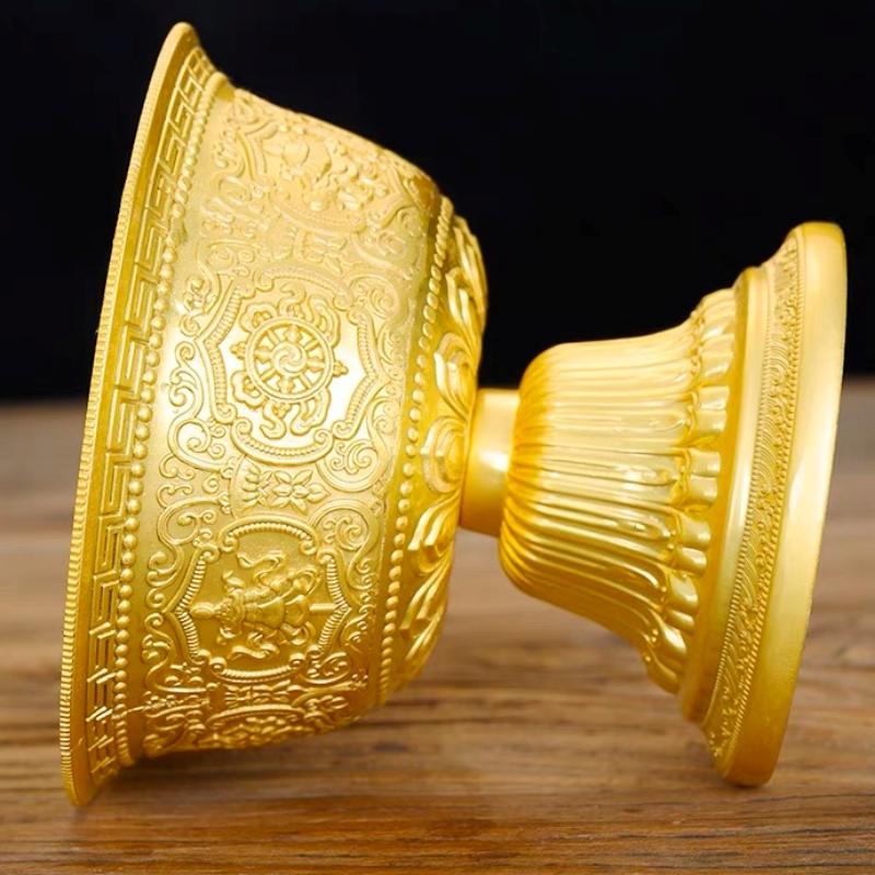 Silver Engraving Buddhism Holy Water Cup, Handicraft Alloy, Auspicious Tibetan Bowl Collection , Indoor Decorative 1Pcs,9.5 Cm