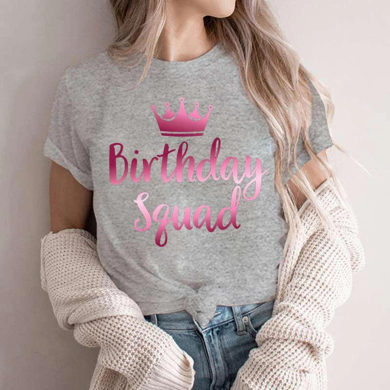 

Birthday Squad T Shirts for Women Clothes Birthday Party Shirt Casual Tee Shirt Clothing Birthday Queen Womens Girl Tops Clothes 3XL
