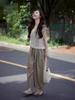 Slim-Fit Summer Tea-Toned Two-Piece Set for Women: Hong Kong & Korean Drama Style