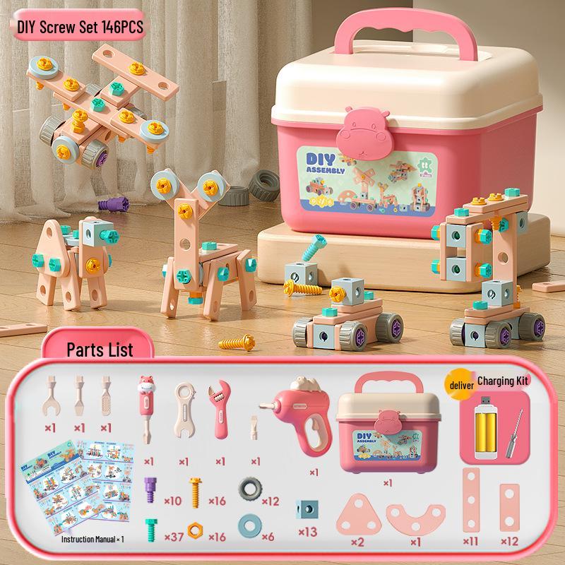 Xiaobei Hippo Toolbox: TikTok-Inspired Electric Drill & Screw Set for Kids