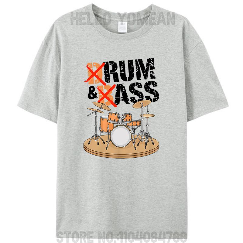 Drum And Bass Or Rum And Ass Music Instrument Drummer Men's Cotton T-Shirt Funny Unisex Graphic Oversized Tees Shirts Tops Gifts