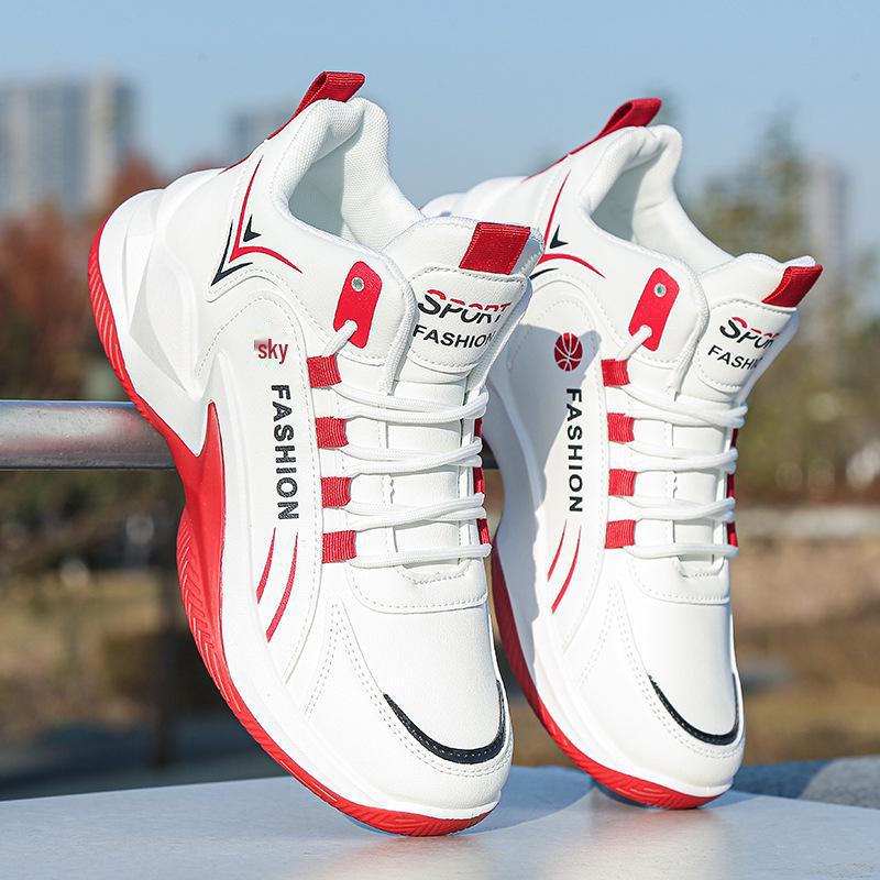 

Мужские водонепроницаемые кожаные кроссовки на толстой подошве: Легкая, увеличивающая рост спортивная повседневная обувь 2023 года для студентов 42