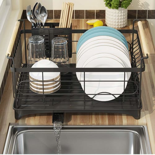 Stainless steel dish drainer, popular kitchen dish rack, large capacity, comes with a Japanese instruction manual