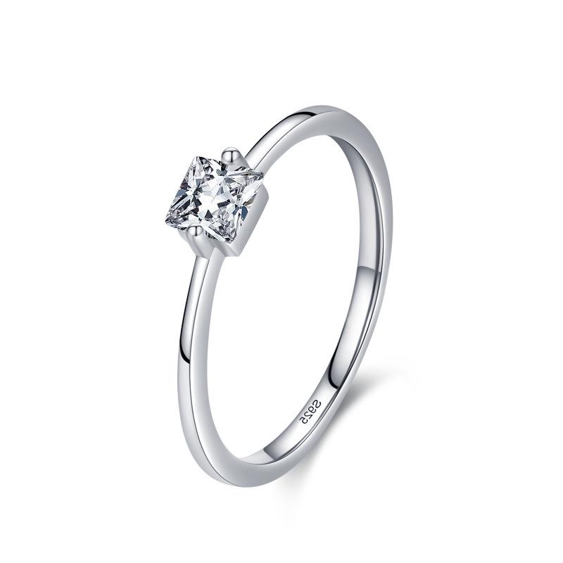 S925 Silver Sugar Ring Female Simple Light Luxury square Diamond Ring Niche Design Ins Closed Ring Jewelry