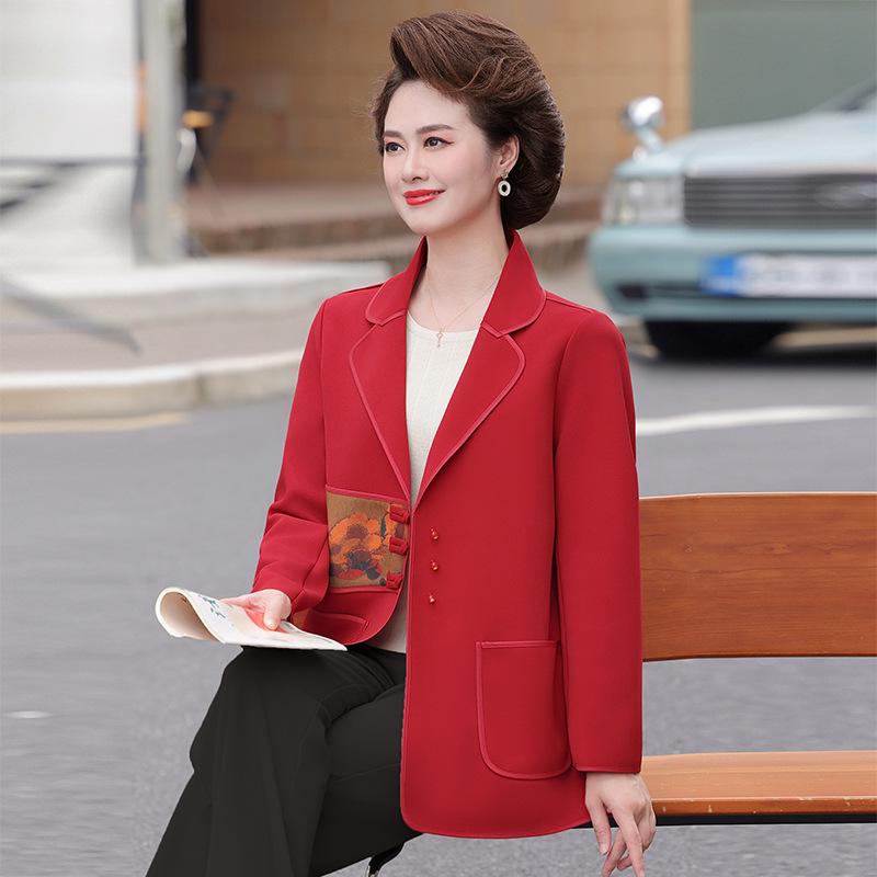 Mom's Chic Spring-Autumn Jacket: Fashionable Plus-Size Cardigan for Middle-Aged and Elderly Women