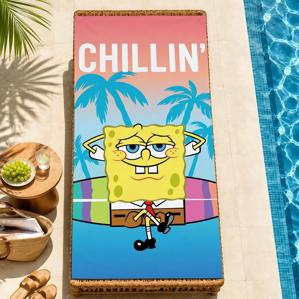 Beach Towels cute b-b-BobS-s Soft fun Quick Dry Pool cartoon s-S-S-SpongeS-eS bathing Towel Travel Gym Spa Camp sport face Gift