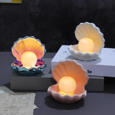 Dreamy Pearl Shell Ceramic Jewelry Storage Tray and Bedside Lamp