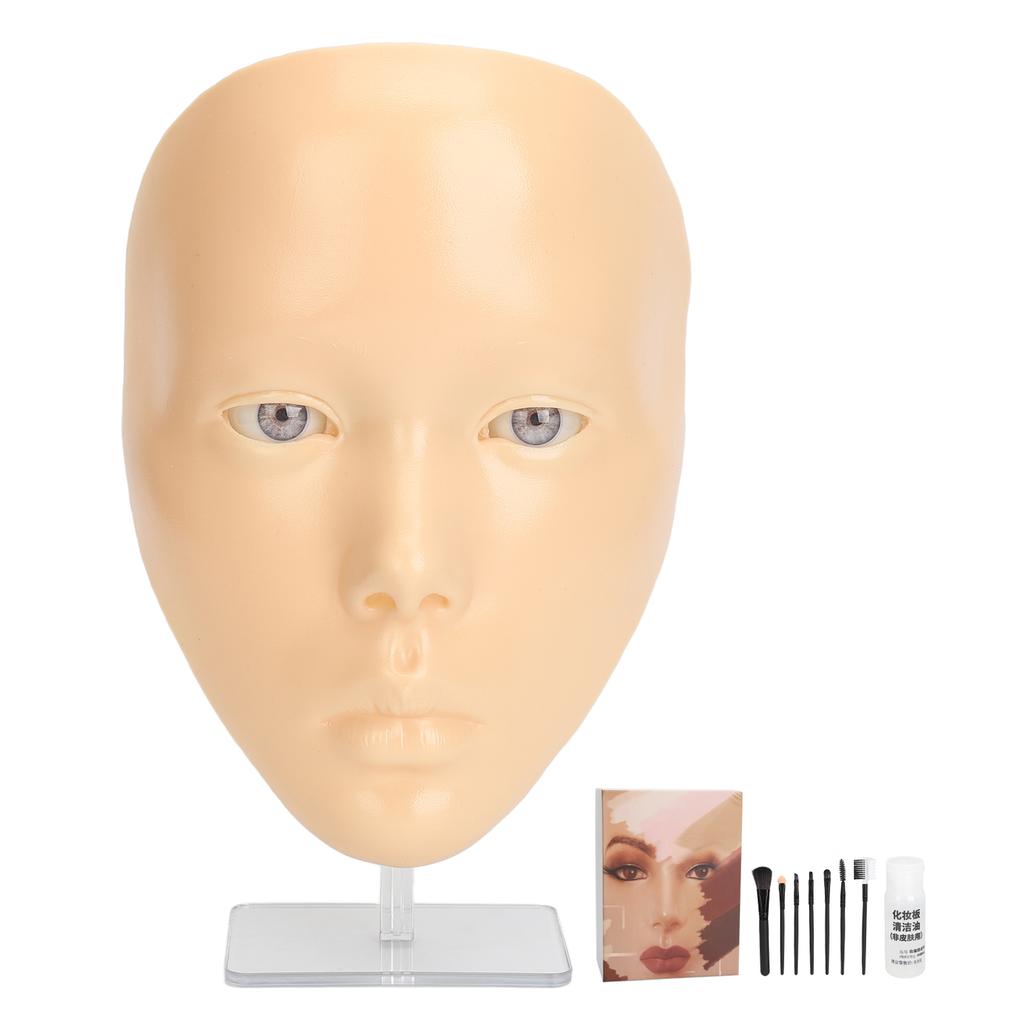 Silicone Makeup Practice Full Face Board with 20ml Cleansing Oil 7pcs Makeup Brush Set for