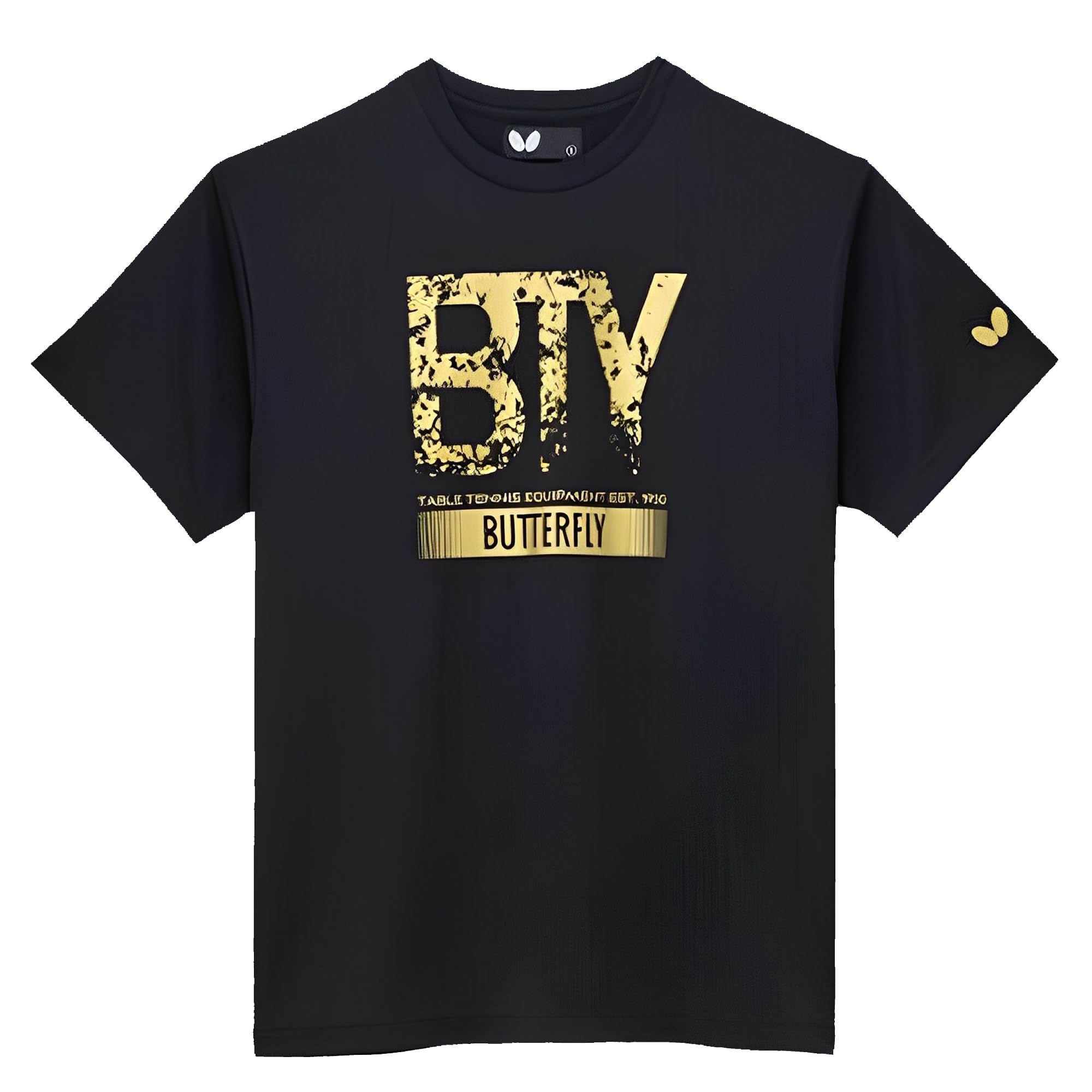 

Выставочный лимитированный выпуск Настольный теннис Butterfly 25 47350 Tamas Лимитированный выпуск Алфавит Черный x [BUTTERFLY] BTY-Футболка (JP, Jaspo, O, 10, Золотой)