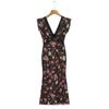 Women's New European and American Style Fashion French Floral Oblique Cut Medium and Long Lace Dress