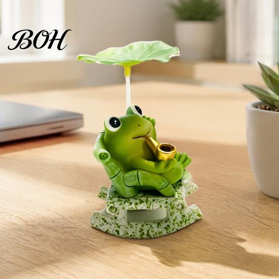 Lotus Leaf Shade Decor Rocking Frog Panda Figurine, Cute Resin Bobble Chair with Design, Creative Office Stress Relief Desk Ornament for Car