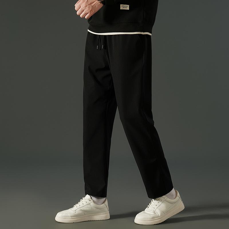 Męskie spodnie casualowe z elastycznego materiału, proste nogawki, czterostronnie rozciągliwe, slim fit, wąskie nogawki, gładkie