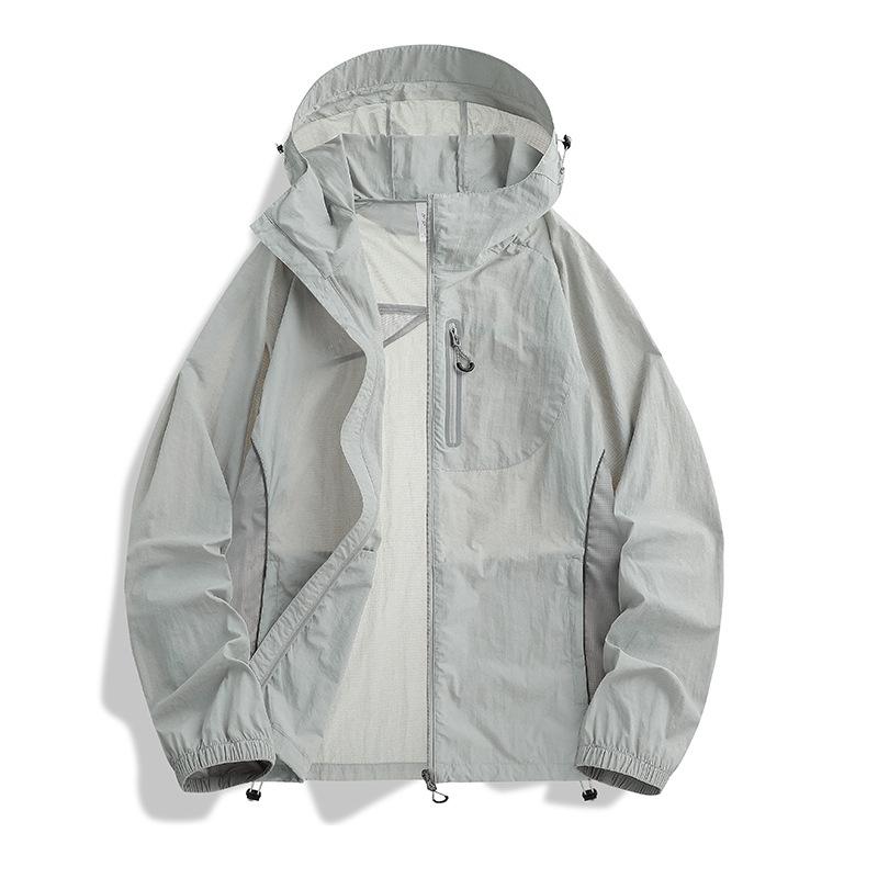 Men's and women's sunscreen clothing print outdoor hooded light skin clothing summer ice silk UV protection fishing clothing
