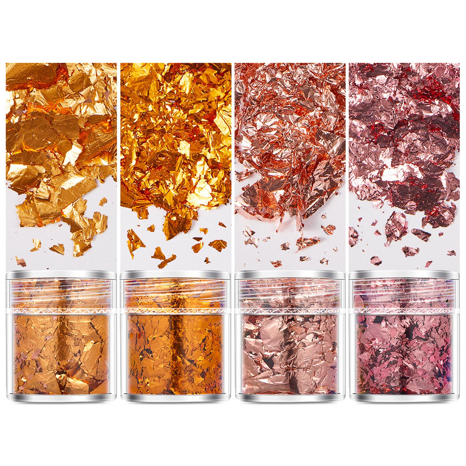 

Роскошные золотые хлопья для поделок из смолы и нейл-арта. Декоративная бумага из фольги. Ослепительные золотые хлопья для художественных проектов. 5