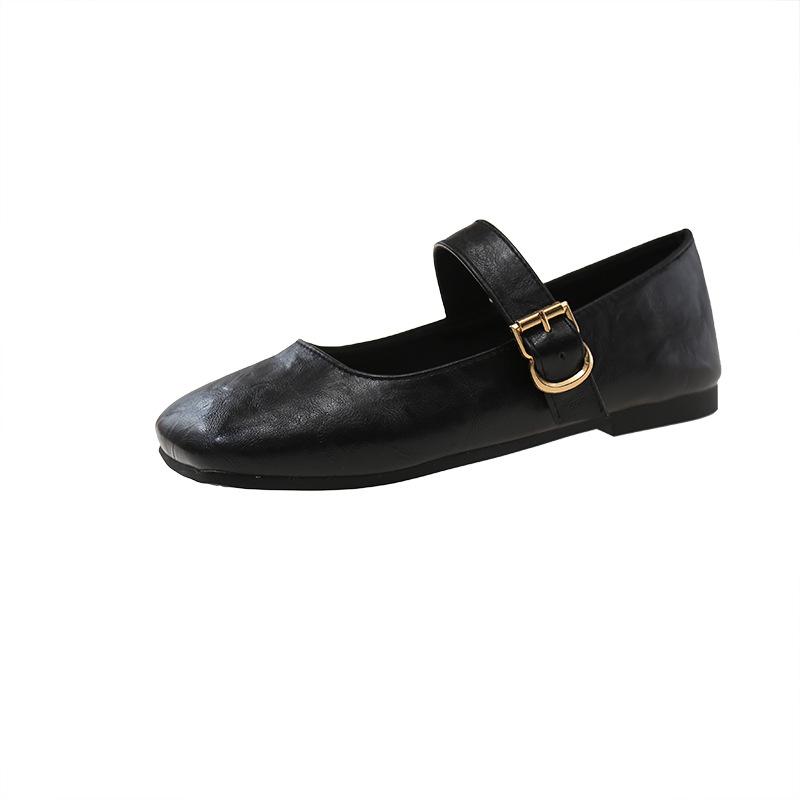Soft-soled grandma shoes women's shoes spring new versatile one-word with low heel shallow mouth Mary Jane single shoes