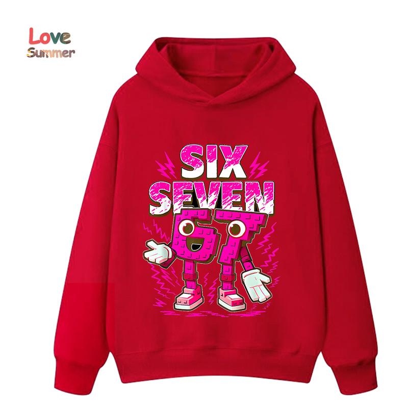 67 Six Seven Italienischer Hirnfraß Hoodie Lustiger Grafik-Pullover Mädchen Jungen Fleece Warm Kinder Herbst-Hoodie Lässiges Unisex Sweatshirt