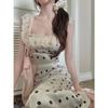 Summer Polka Dot Lace Long Backless Dress Women's New Sweet Waist and Thin Temperament Suspender Dress