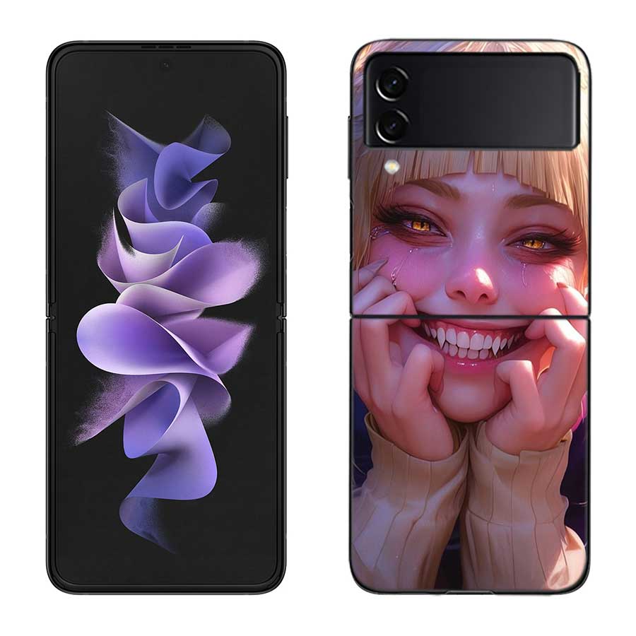 Himiko Toga Anime Phone Case For Samsung Z Flip 7 6 5G Galaxy Z Flip 5 4 3 Black Hard Cell Cover Luxury PC Shell Coque