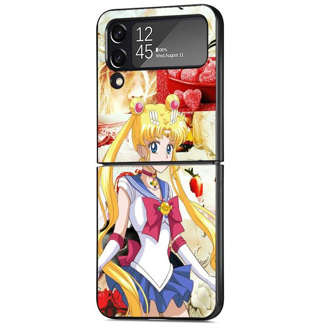 Harte PC-Schutzhülle für Samsung Galaxy ZFlip3 Z Flip 4 ZFlip Z Flip 3 5G ZFlip4 zflip S-Sailors Girl M-Moons Print Schutz