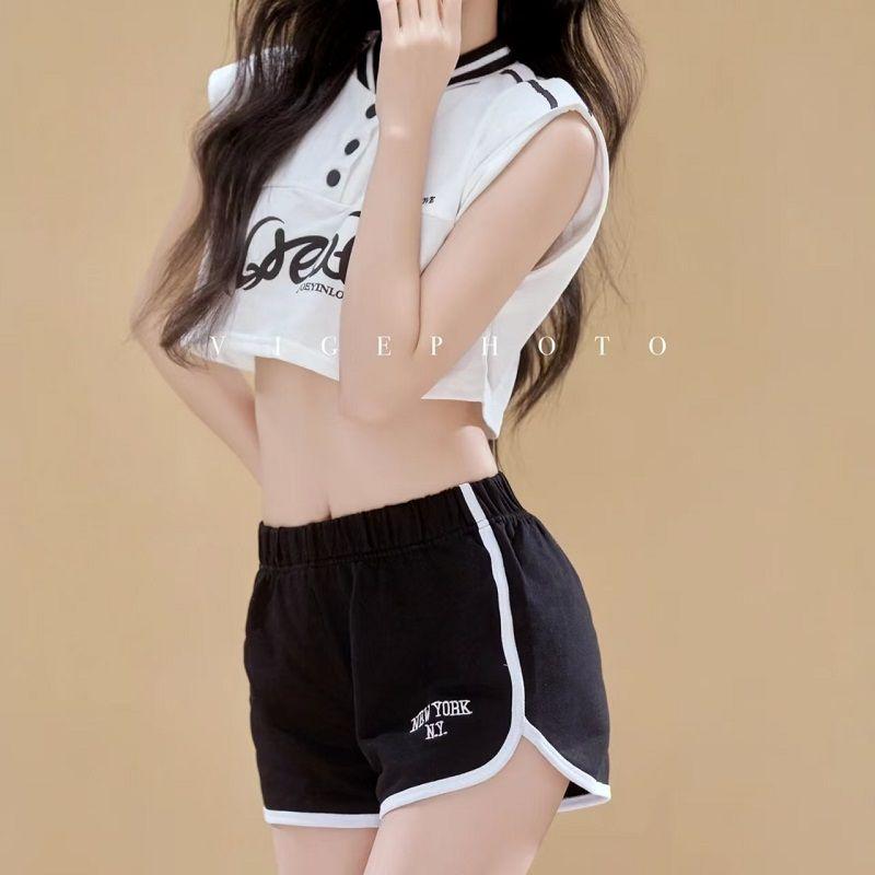 

Летние женские спортивные шорты - С высокой талией, свободного кроя, стройнящие, тонкие, ретро, 3-дюймовые тренировочные штаны - Универсальные, модные шорты 3XL