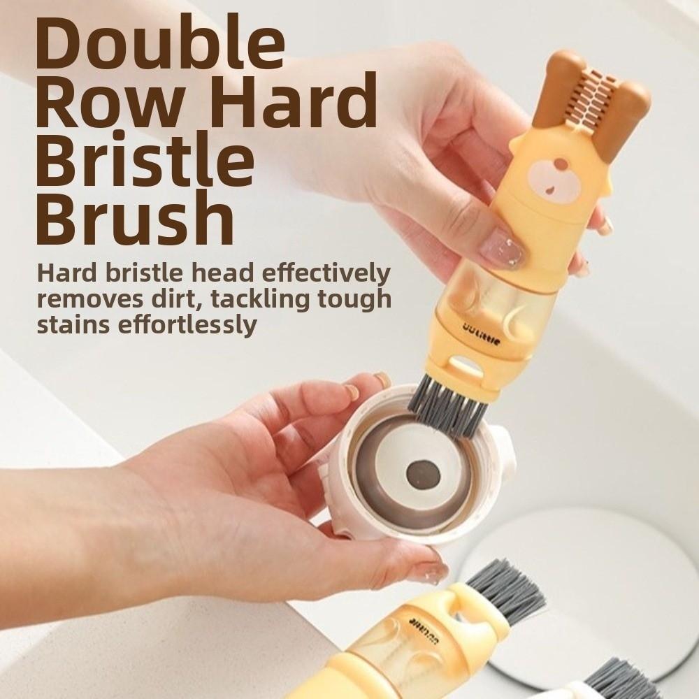 2 Pieces Cartoon Cup Cleaning Brush Efficient Detachable Lid Cleaning Brush Deep Clean Thick Bristles Water Cup Brush Cup Gap