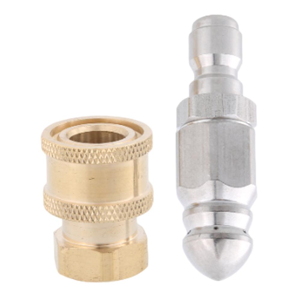 Pressure Washer Quick Connector 1/4inch Pressure Washer Fittings Stainless Steel Sewer Jetting Nozzle Adapter Set