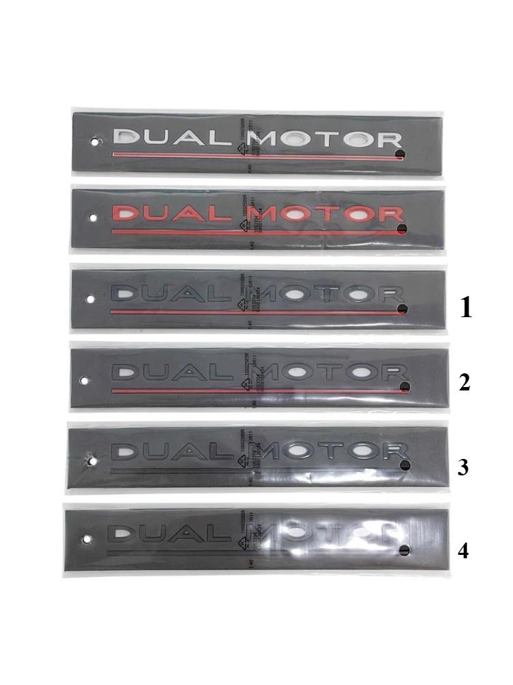 VKYA1 3d ABS Chrome Black Red Logo Dual Motor Emblem Letters Car Trunk Badge For Tesla Model Y 3 X S Dual Motor Sticker Accessories