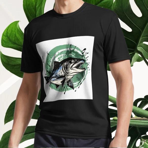 New Salmon in Green Active T-Shirt Logo T-Shirt Funny Size S to 5XL XXXL