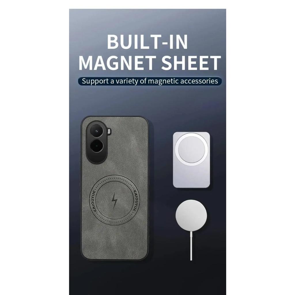 Sheep Skin Matte Magnetic Case For Xiaomi Poco M7 4G Wireless Charging Hard Cover For Mi Poco M7